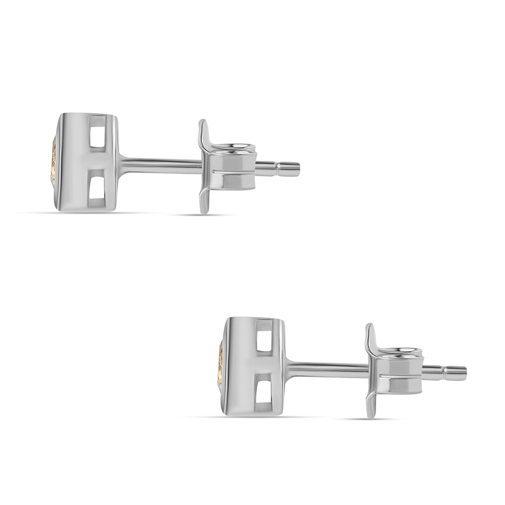 Stříbro 925/1000 - Náušnice s Citrínem - Karátové číslo: 0.5. přibližná hmotnost: 1.34 gramů