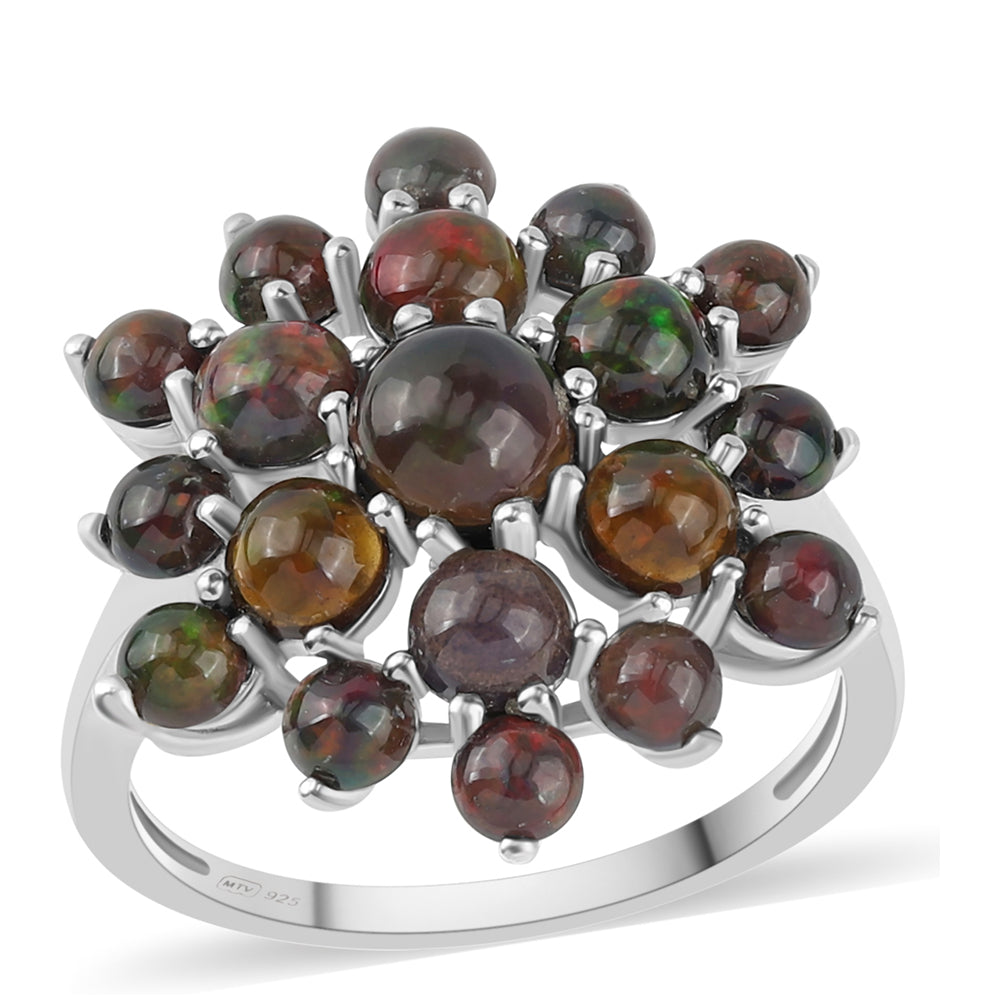 925 / 1000 Sterlingové Stříbro Prsten s Půlnočně Černým Etiopským Opálem z Lega Dembi 1 