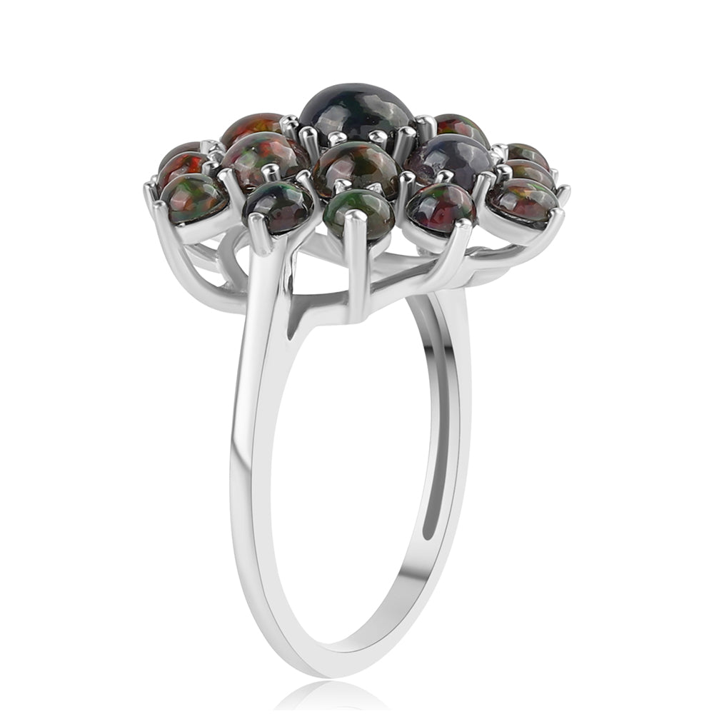 925 / 1000 Sterlingové Stříbro Prsten s Půlnočně Černým Etiopským Opálem z Lega Dembi