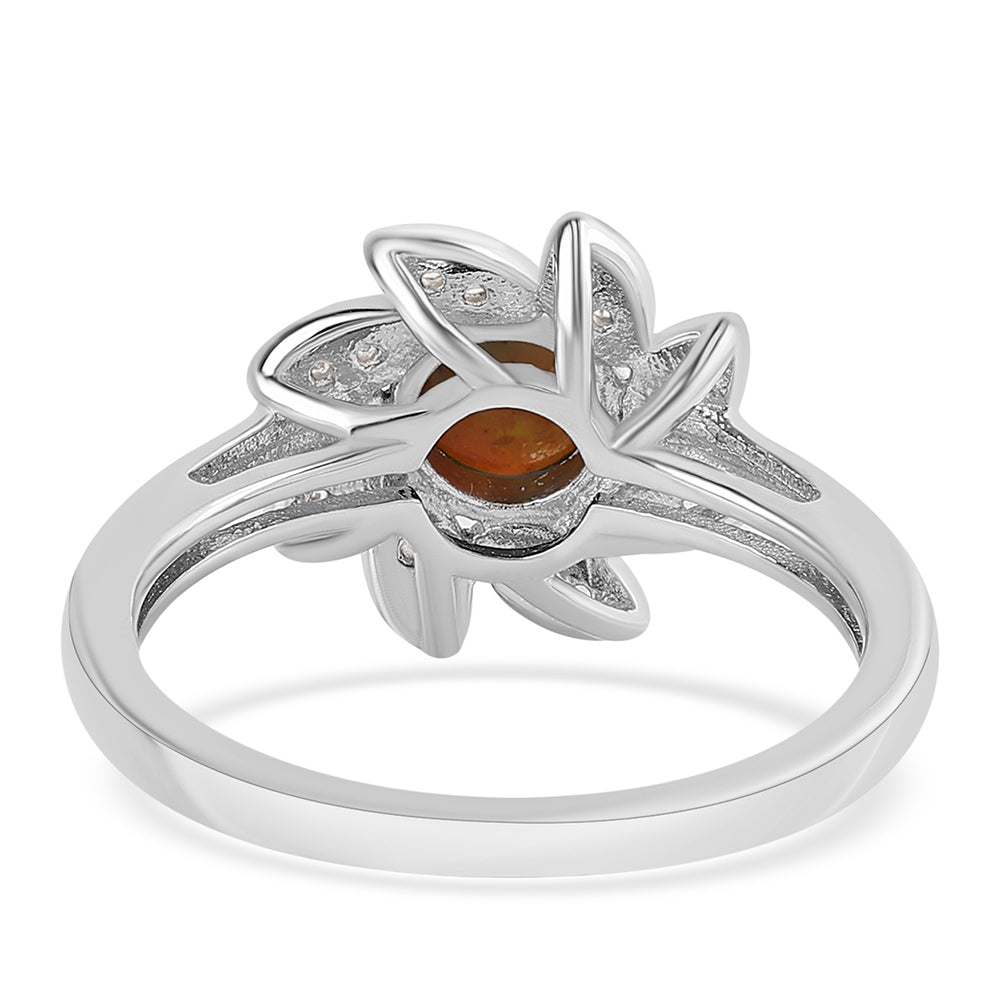 925 / 1000 Sterlingové Stříbro Prsten s Půlnočně Černým Etiopským Opálem z Lega Dembi a Bílým Topazem 3 