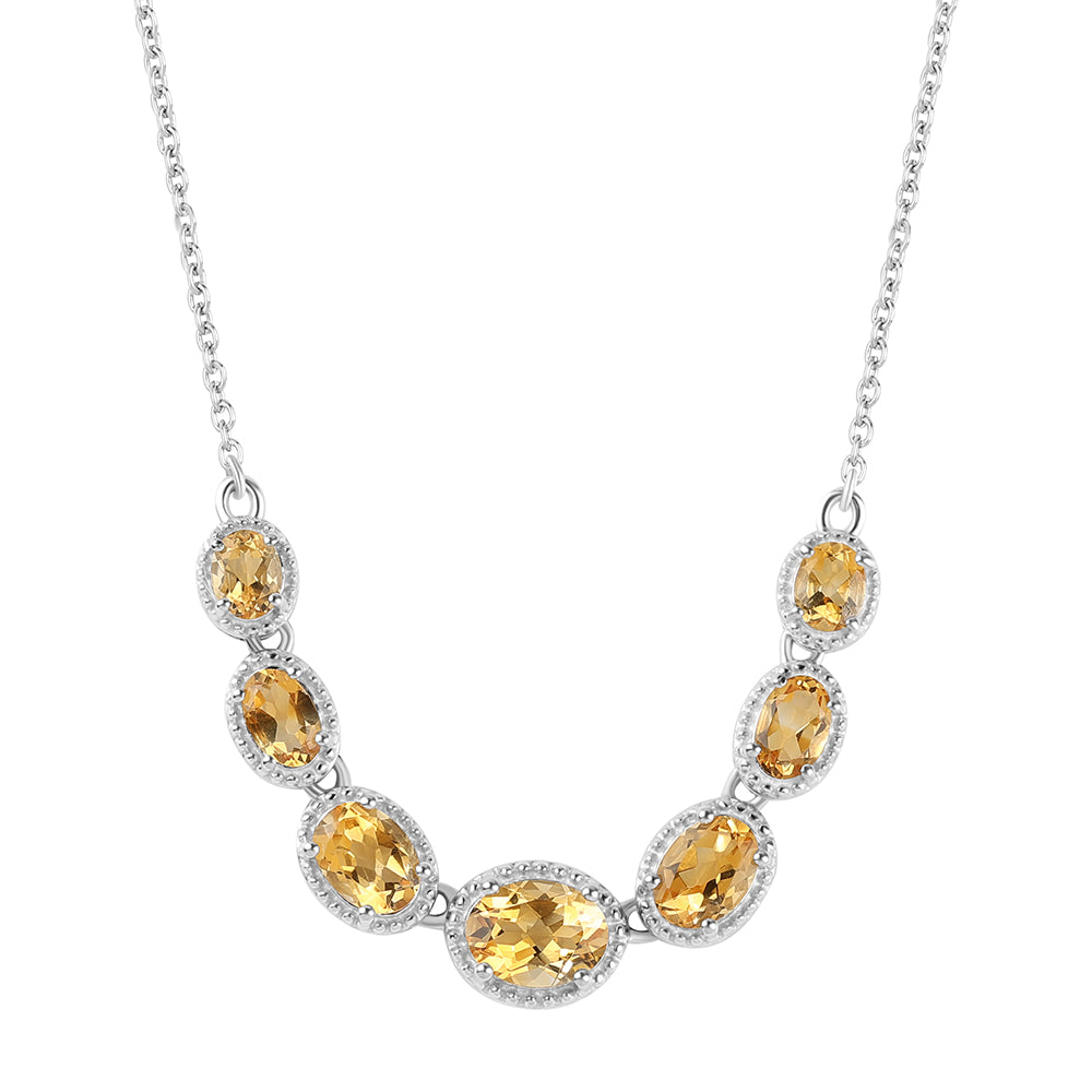 925 / 1000 Sterlingové Stříbro Náhrdelník s Citrínem 1 