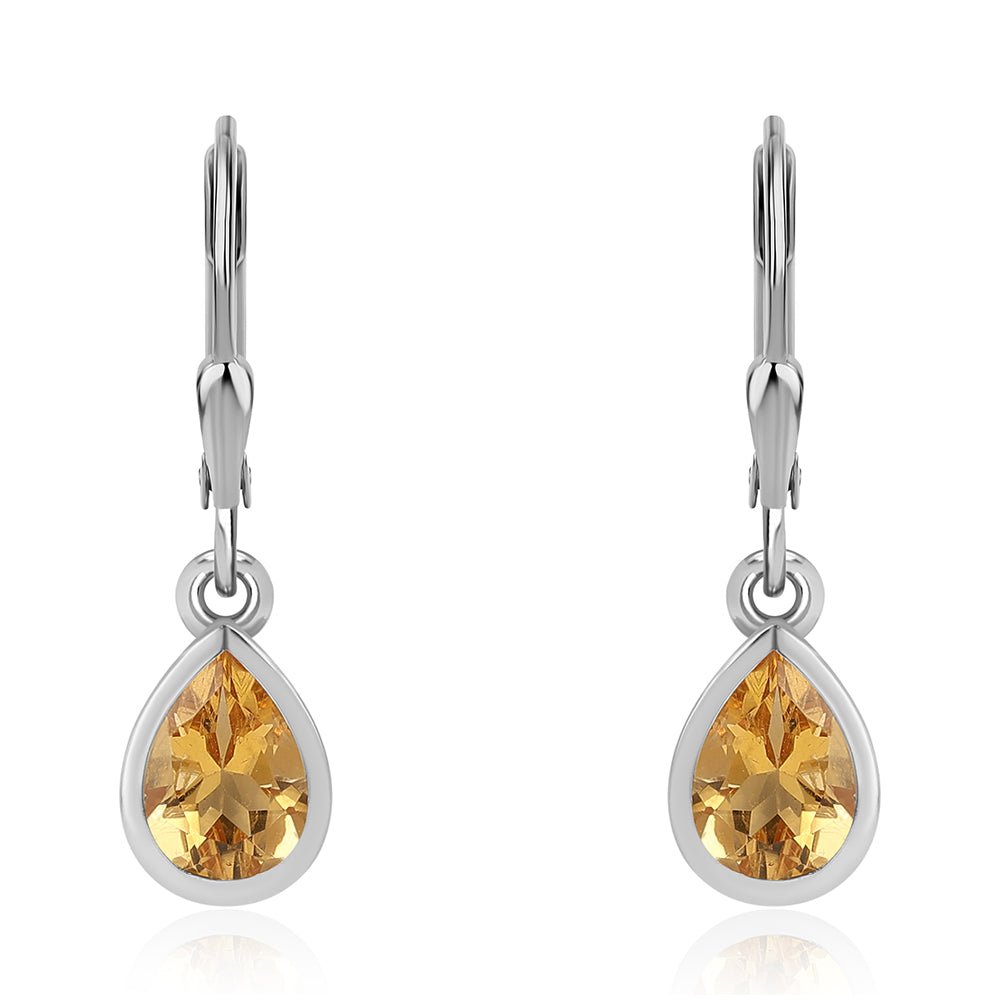 925 / 1000 Sterlingové Stříbro Náušnice s Citrínem 1 