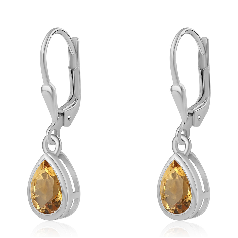 925 / 1000 Sterlingové Stříbro Náušnice s Citrínem 2 