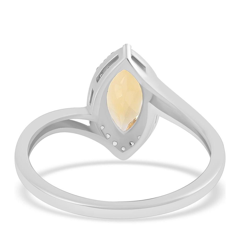 Stříbro 925/1000 - Prsten s Citrínem a Bílým Topazem - Karátové číslo: 1.21. přibližná hmotnost: 2.26 gramů 3 