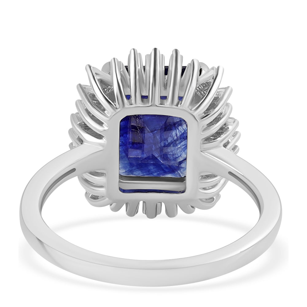 Stříbrný Prsten s Australským Modrým Safírem a Bílým Topazem 3 