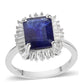Stříbrný Prsten s Australským Modrým Safírem a Bílým Topazem