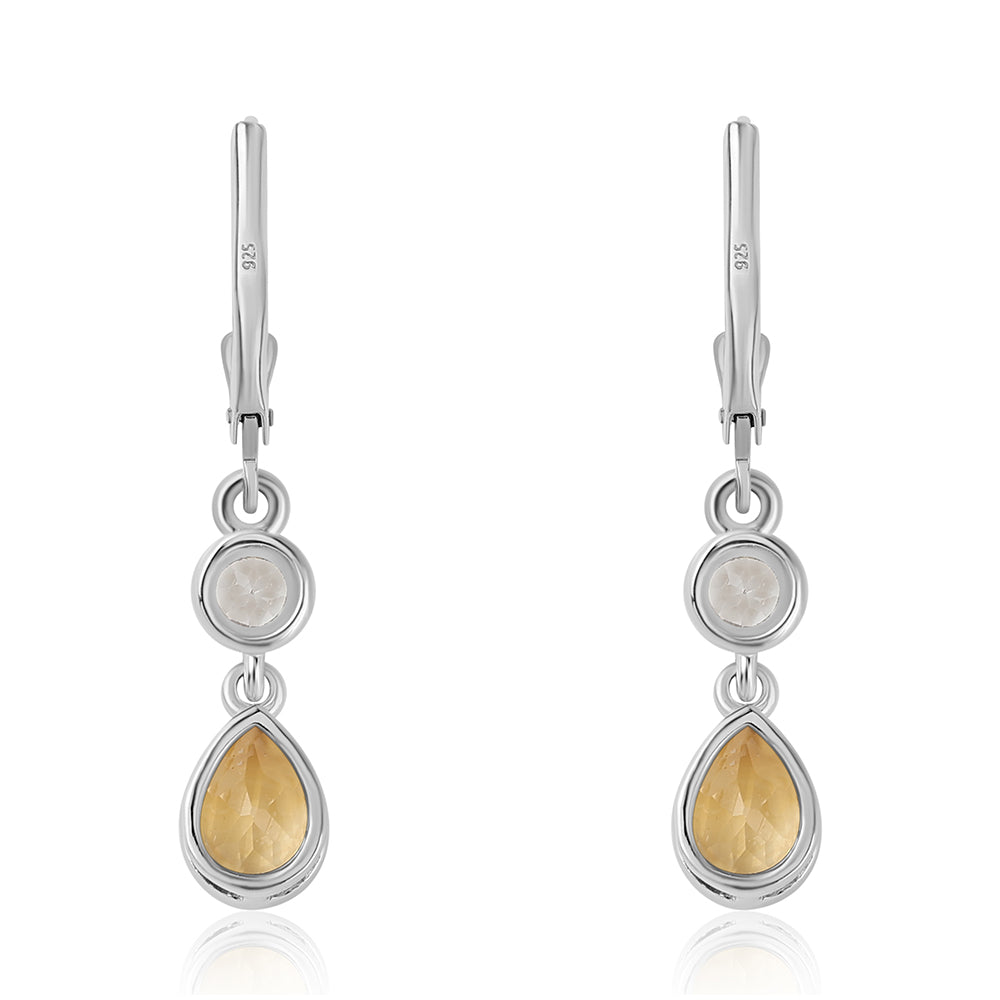 925 / 1000 Sterlingové Stříbro Náušnice s Citrínem a Bílým Topazem 3 