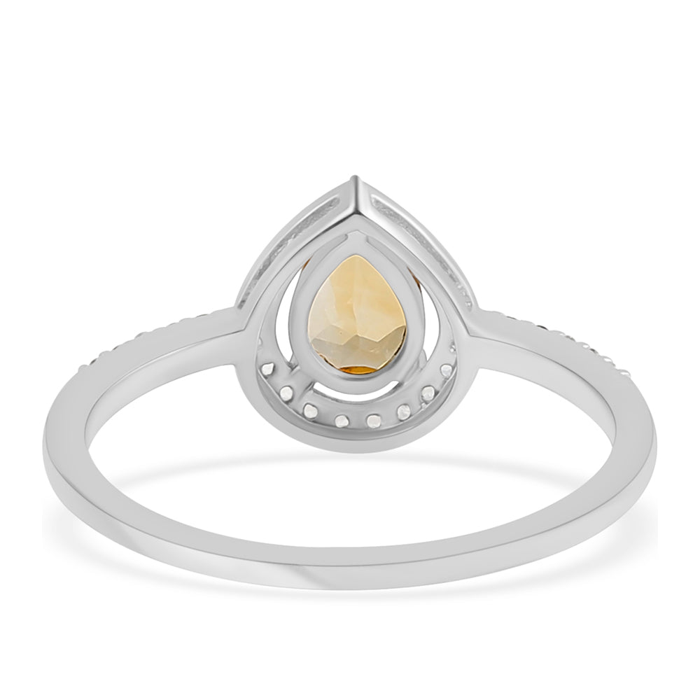Stříbro 925/1000 - Prsten s Citrínem a Bílým Topazem - Karátové číslo: 0.91. přibližná hmotnost: 2.15 gramů 2 