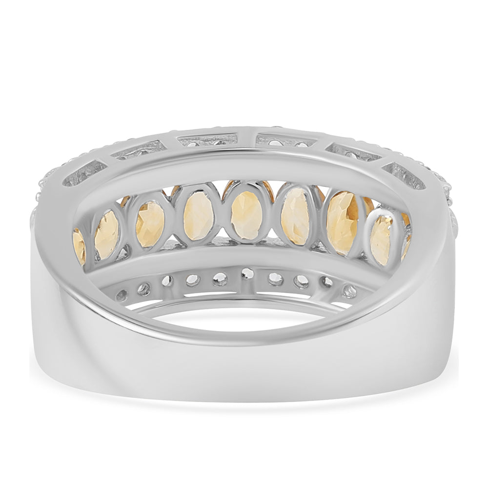 Stříbro 925/1000 - Prsten s Citrínem a Bílým Topazem - Karátové číslo: 3.06. přibližná hmotnost: 6.47 gramů 3 