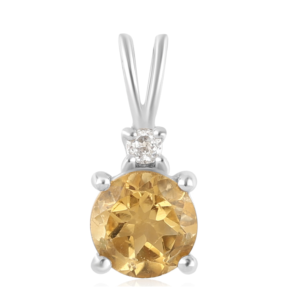 Stříbro 925/1000 - Přívěsek s Citrínem a Bílým Topazem - Karátové číslo: 0.79. přibližná hmotnost: 0.74 gramů 1 