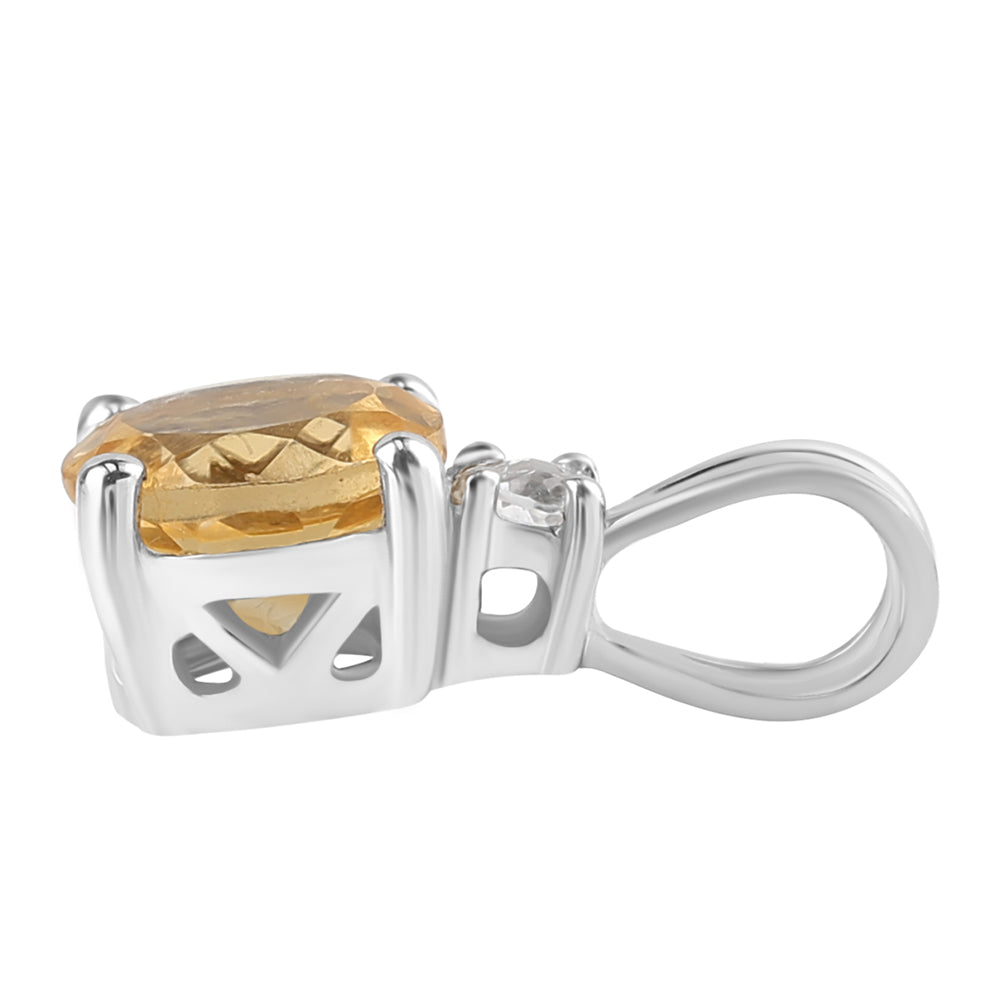 Stříbro 925/1000 - Přívěsek s Citrínem a Bílým Topazem - Karátové číslo: 0.79. přibližná hmotnost: 0.74 gramů