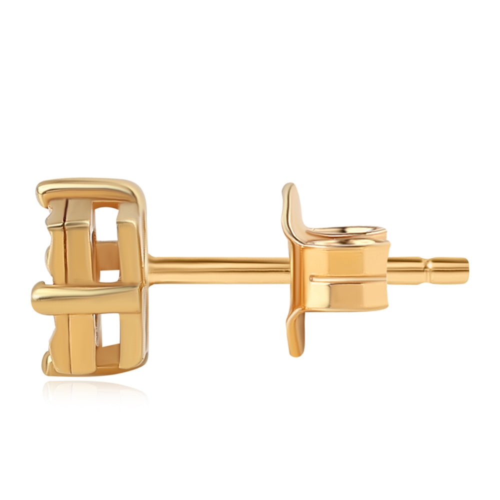 Pozlacené Stříbro 925/1000 - Náušnice se Zeleným Diamantem - Karátové číslo: 0.01. přibližná hmotnost: 1.22 gramů