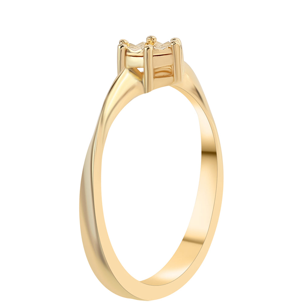 Pozlacené Stříbro 925/1000 - Prsten se Zeleným Diamantem - Karátové číslo: 0.01. přibližná hmotnost: 2.32 gramů 2 