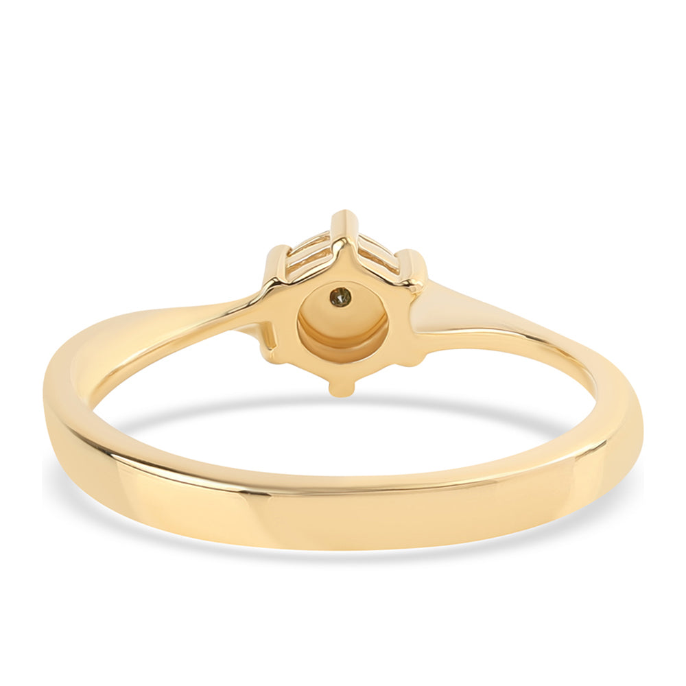 Pozlacené Stříbro 925/1000 - Prsten se Zeleným Diamantem - Karátové číslo: 0.01. přibližná hmotnost: 2.32 gramů 3 