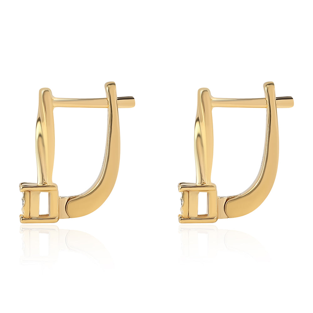 Pozlacené 925 / 1000 Sterlingové Stříbro Náušnice se Zeleným Diamantem 3 