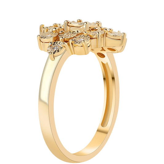 Pozlacený 925 / 1000 Sterlingové Stříbro Prsten se Zeleným Diamantem a Bílým Diamantem