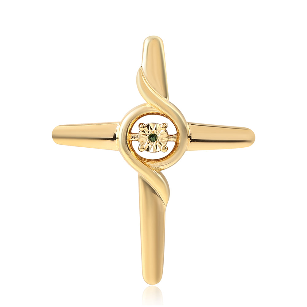 Pozlacené Stříbro 925/1000 - Přívěsek se Zeleným Diamantem - Karátové číslo: 0.01. přibližná hmotnost: 3.82 gramů 1 
