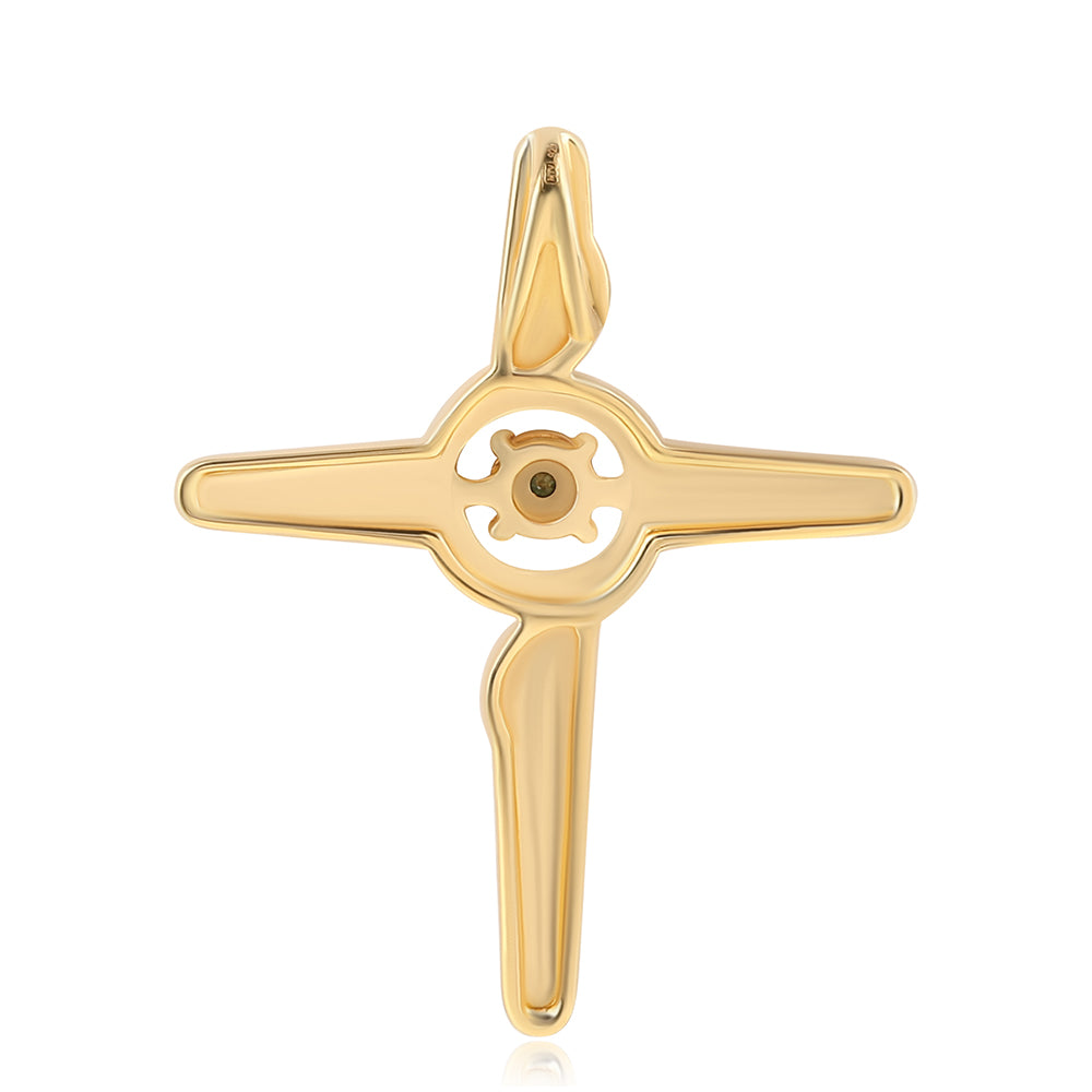 Pozlacené Stříbro 925/1000 - Přívěsek se Zeleným Diamantem - Karátové číslo: 0.01. přibližná hmotnost: 3.82 gramů 3 