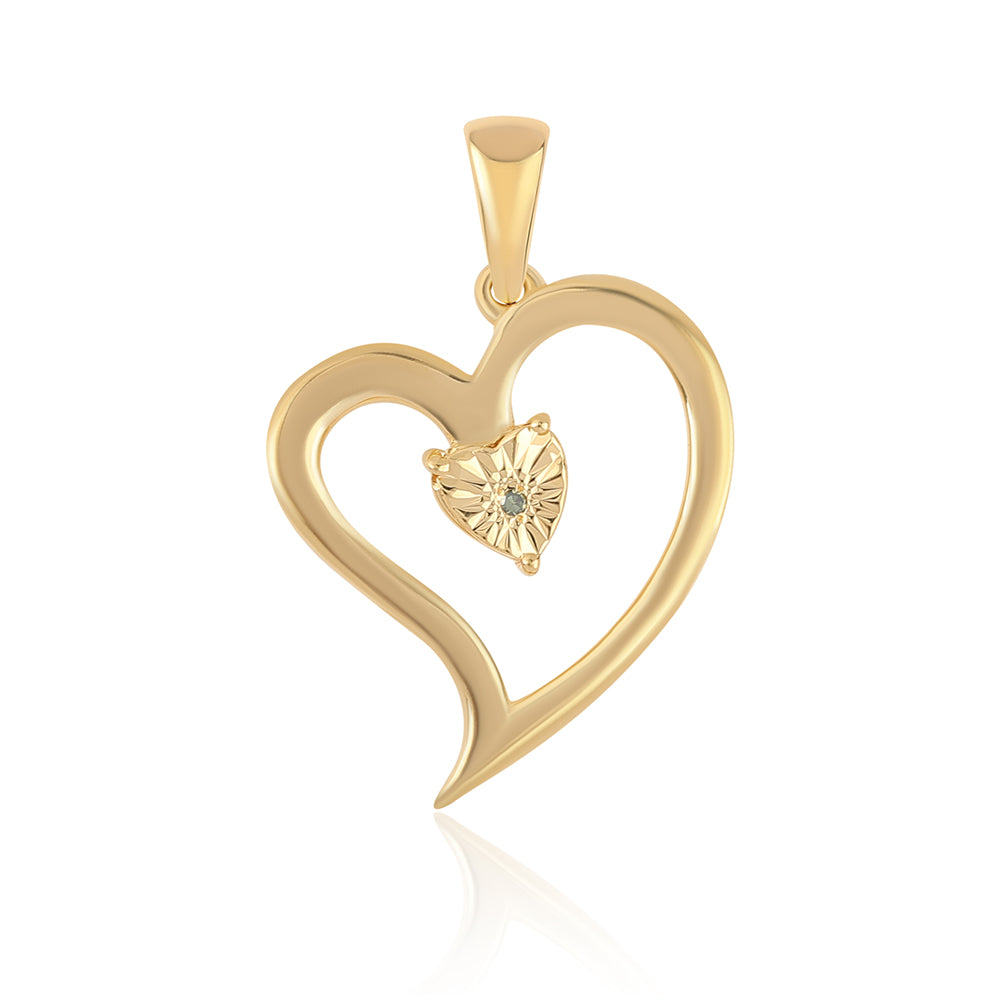 Pozlacené Stříbro 925/1000 - Přívěsek se Zeleným Diamantem - Karátové číslo: 0.01. přibližná hmotnost: 1.9 gramů 1 