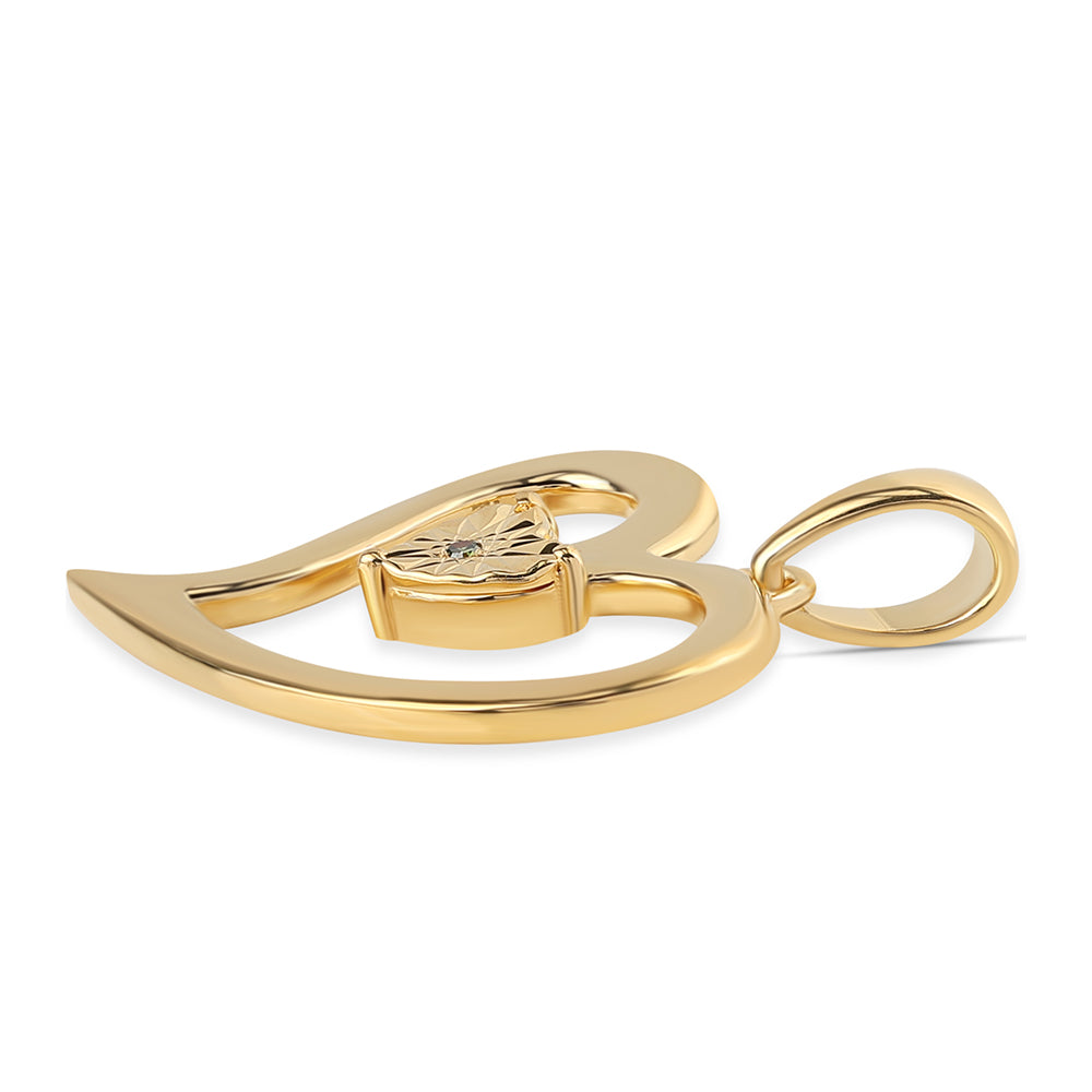 Pozlacené Stříbro 925/1000 - Přívěsek se Zeleným Diamantem - Karátové číslo: 0.01. přibližná hmotnost: 1.9 gramů