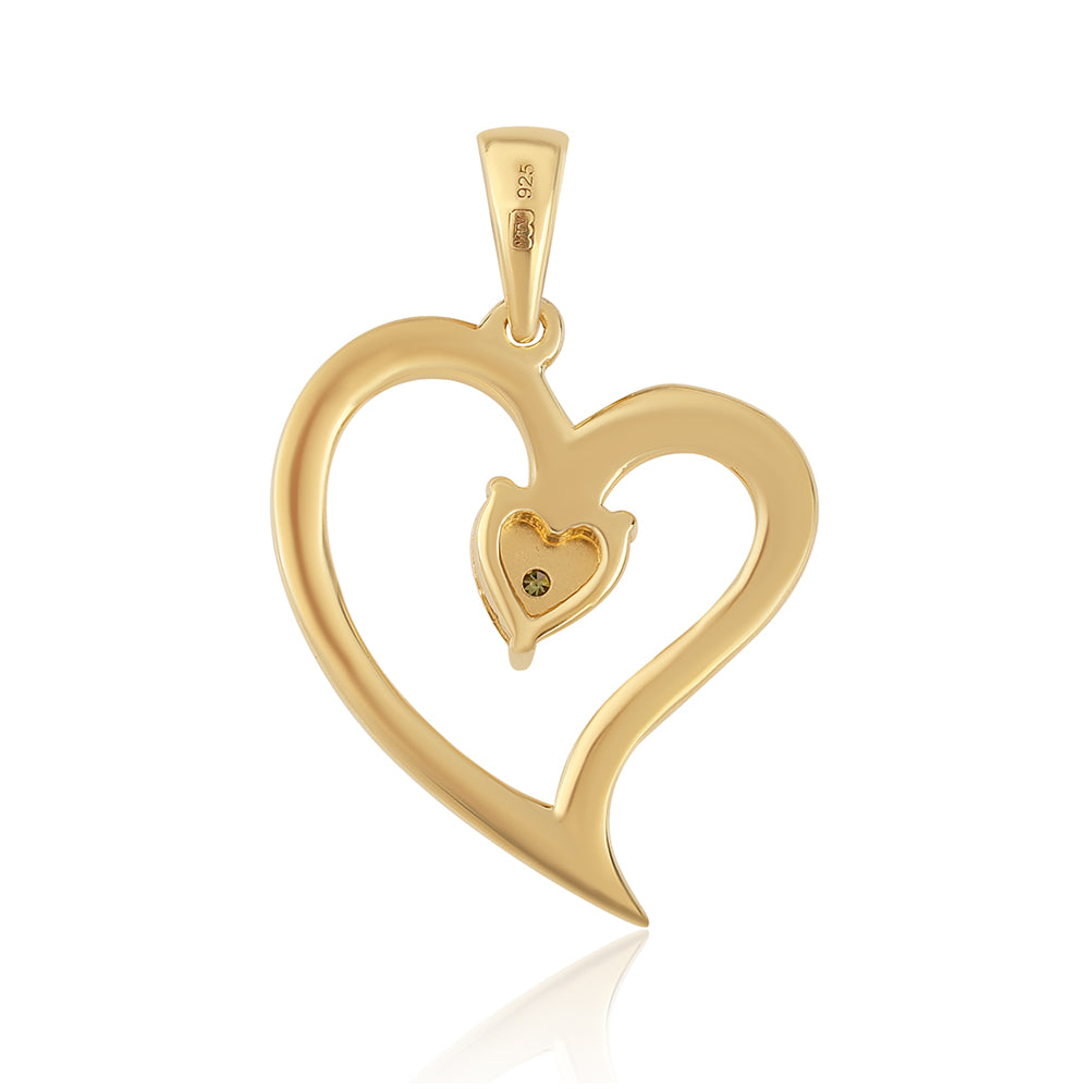 Pozlacené Stříbro 925/1000 - Přívěsek se Zeleným Diamantem - Karátové číslo: 0.01. přibližná hmotnost: 1.9 gramů