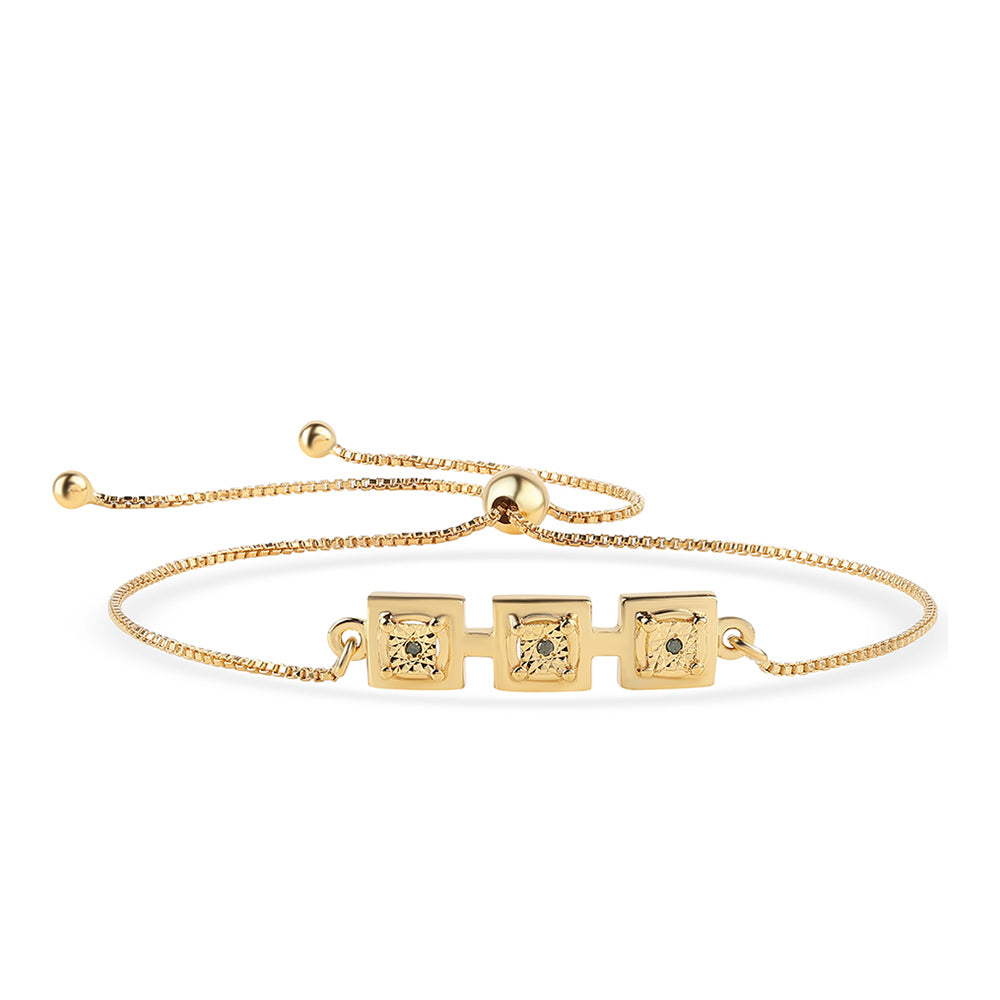 Pozlacený 925 / 1000 Sterlingové Stříbro Náramek se Zeleným Diamantem 1 