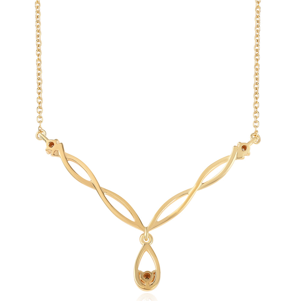 Pozlacený 925 / 1000 Sterlingové Stříbro Náhrdelník se Zeleným Diamantem a Bílým Diamantem 3 