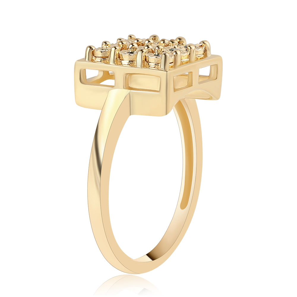 Pozlacený 925 / 1000 Sterlingové Stříbro Prsten se Zeleným Diamantem