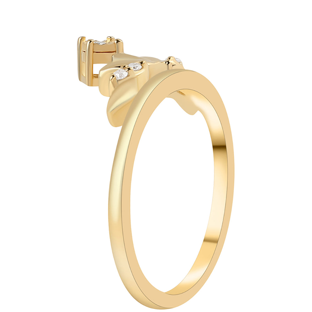 Pozlacené Stříbro 925/1000 - Prsten se Zeleným Diamantem a Bílým Diamantem - Karátové číslo: 0.05. přibližná hmotnost: 2.55 gramů 2 