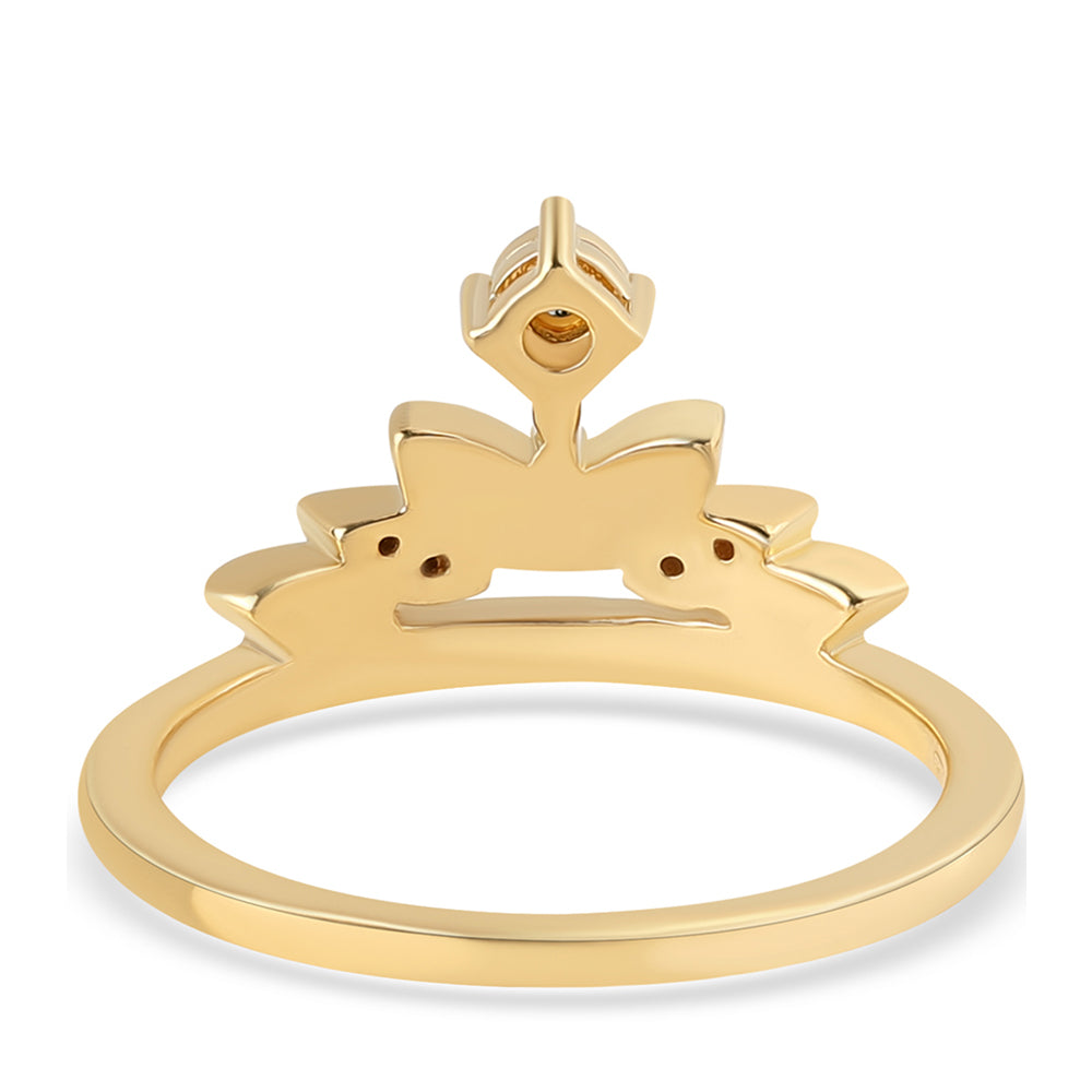 Pozlacené Stříbro 925/1000 - Prsten se Zeleným Diamantem a Bílým Diamantem - Karátové číslo: 0.05. přibližná hmotnost: 2.55 gramů 3 