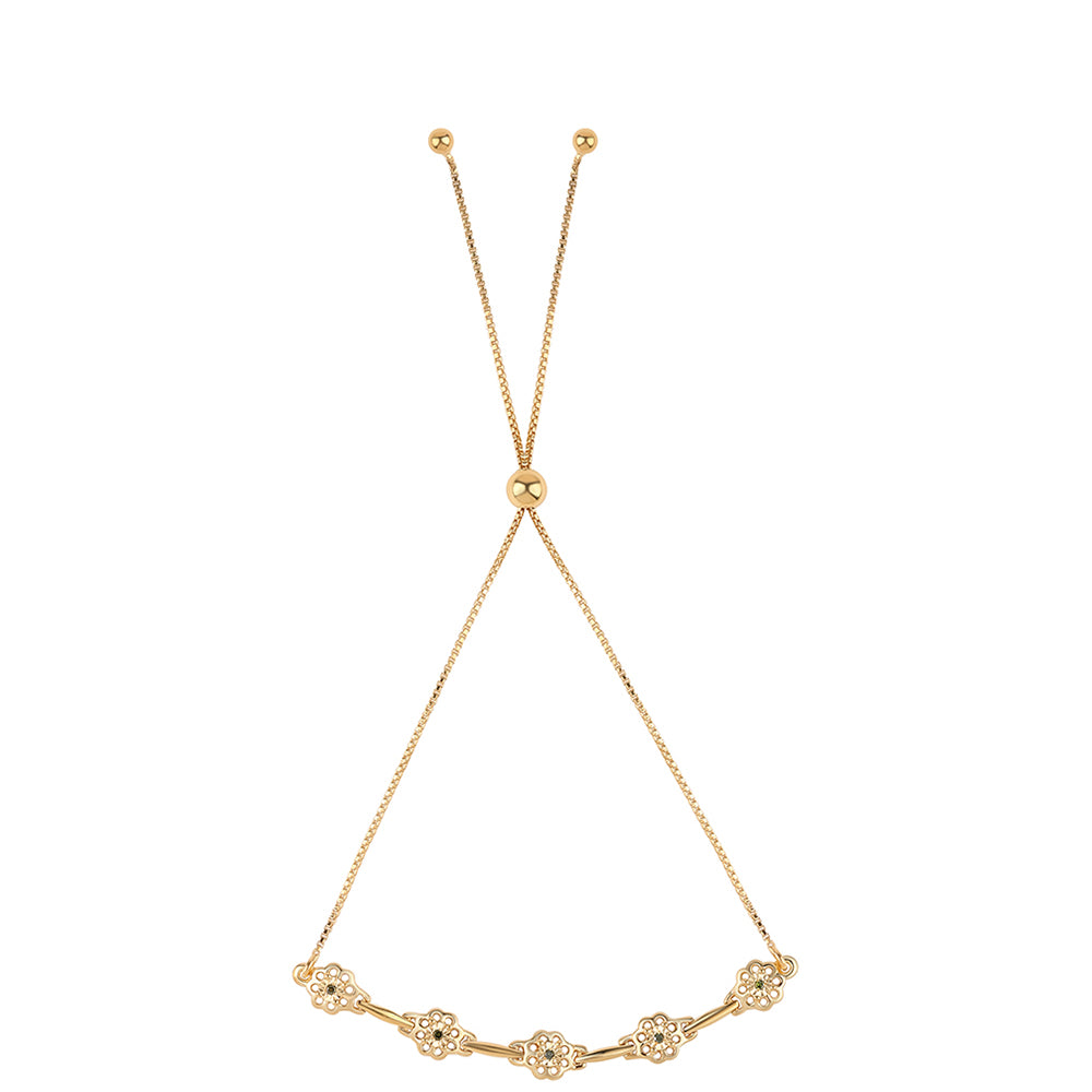 Pozlacené Stříbro 925/1000 - Náramek se Zeleným Diamantem - Karátové číslo: 0.04. přibližná hmotnost: 4.14 gramů 3 