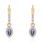 Pozlacené 925 / 1000 Sterlingové Stříbro Náušnice s Iolitem a Bílým Topazem