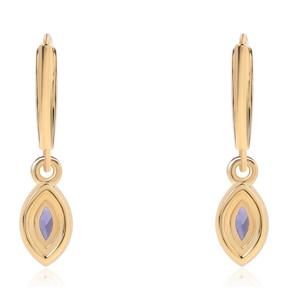 Pozlacené 925 / 1000 Sterlingové Stříbro Náušnice s Iolitem a Bílým Topazem 2 