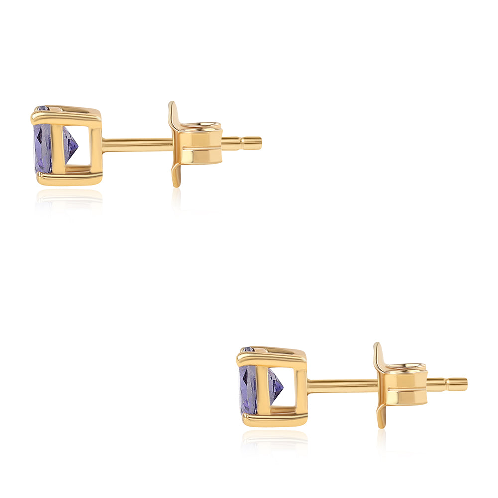 Pozlacené Stříbro 925/1000 - Náušnice s Iolitem - Karátové číslo: 0.88. přibližná hmotnost: 1.12 gramů 3 