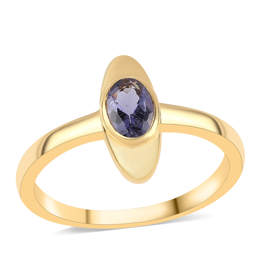 Pozlacený 925 / 1000 Sterlingové Stříbro Prsten s Iolitem 1 