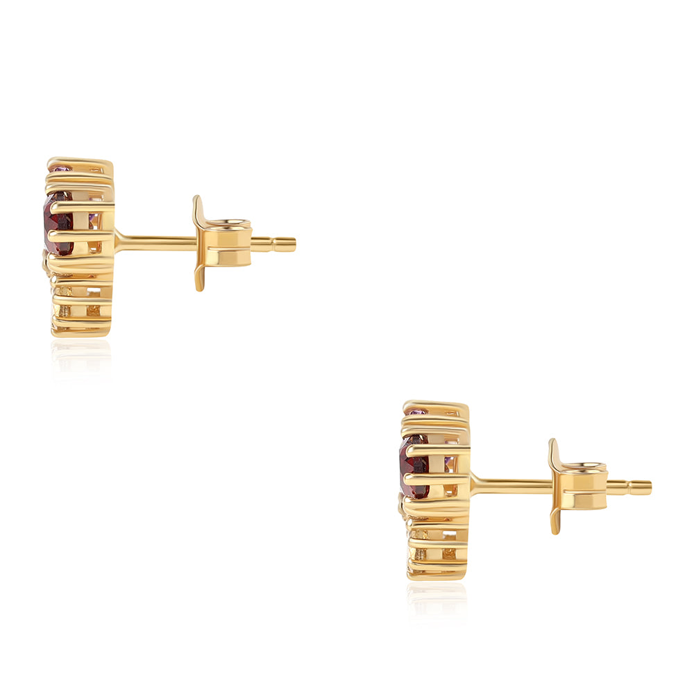 Pozlacené Stříbro 925/1000 - Náušnice s Africkým Ametystem a Citrínem - Karátové číslo: 2.16. přibližná hmotnost: 2.46 gramů