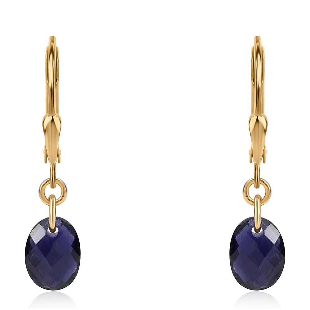 Pozlacené Stříbro 925/1000 - Náušnice s Iolitem - Karátové číslo: 2.8. přibližná hmotnost: 1.39 gramů 2 