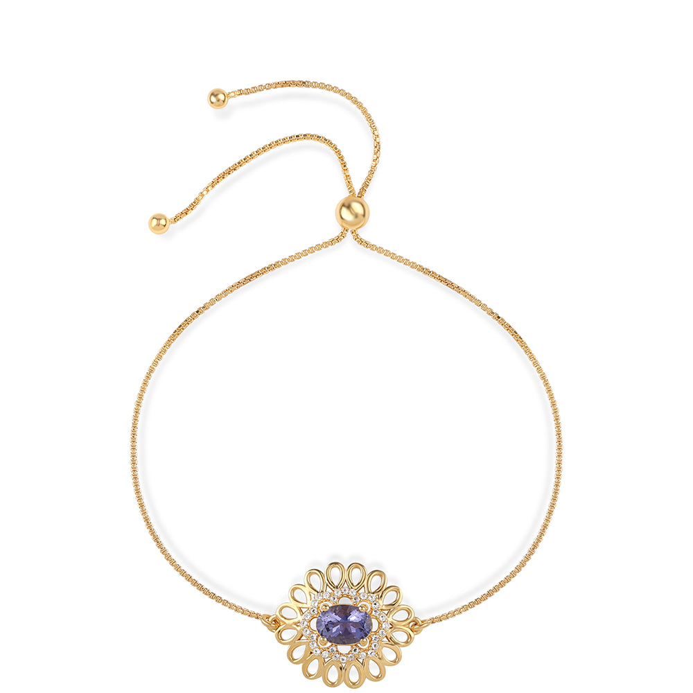 Pozlacený 925 / 1000 Sterlingové Stříbro Náramek s Iolitem a Bílým Topazem