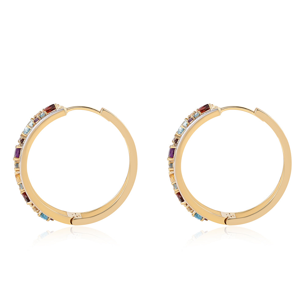 Pozlacené 925 / 1000 Sterlingové Stříbro Náušnice s Červeným Granátem a Citrínem 2 