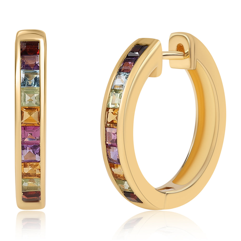 Pozlacené 925 / 1000 Sterlingové Stříbro Náušnice s Africkým Ametystem a Peridotem 1 