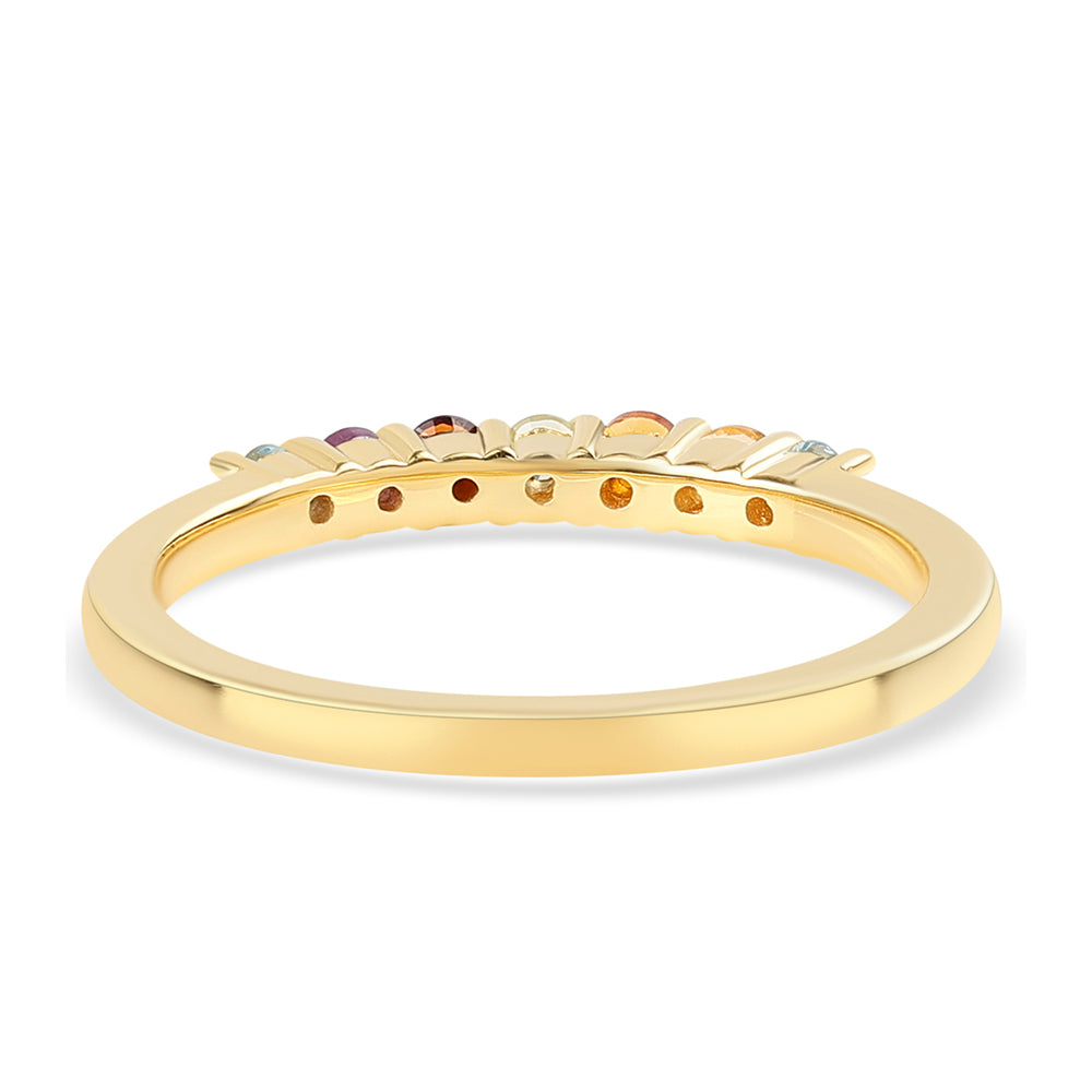 Pozlacený 925 / 1000 Sterlingové Stříbro Prsten s Africkým Ametystem a Citrínem 2 