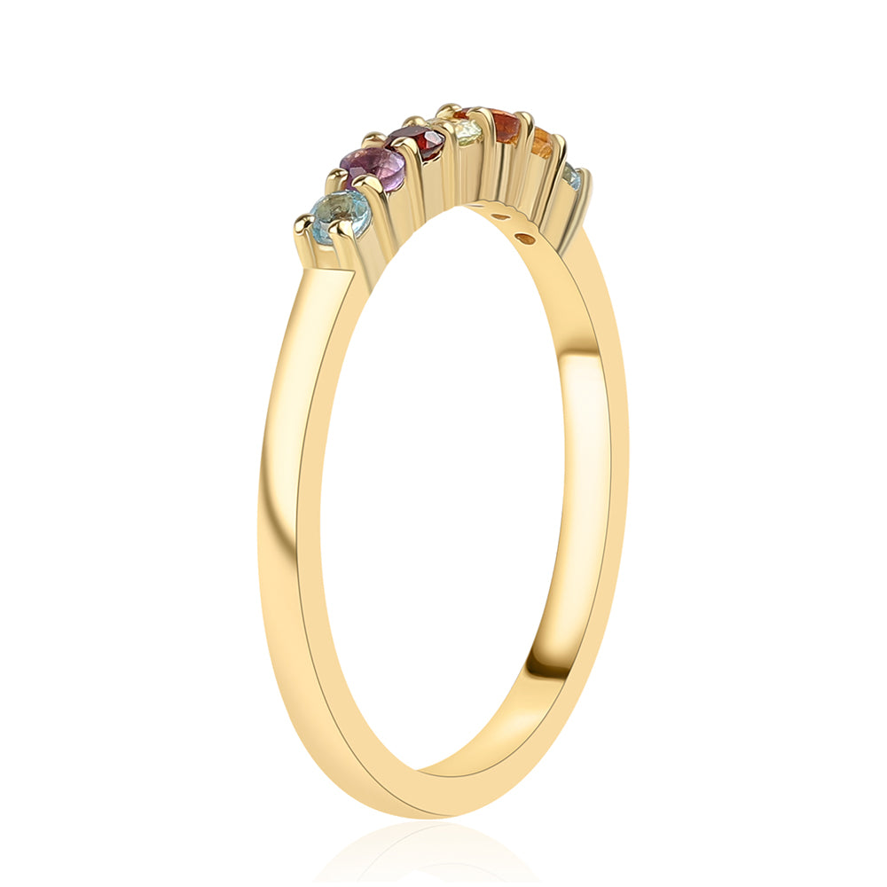 Pozlacený 925 / 1000 Sterlingové Stříbro Prsten s Africkým Ametystem a Citrínem