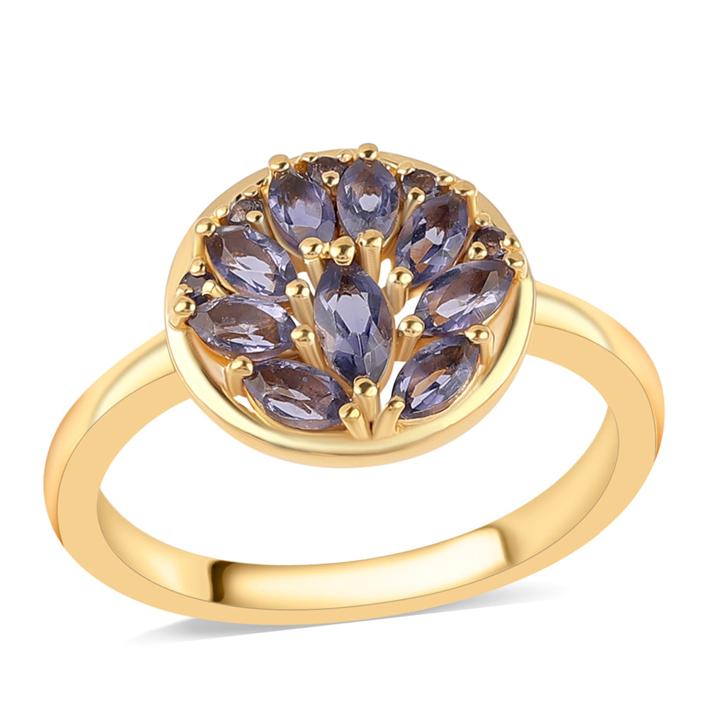 Pozlacený 925 / 1000 Sterlingové Stříbro Prsten s Iolitem 1 