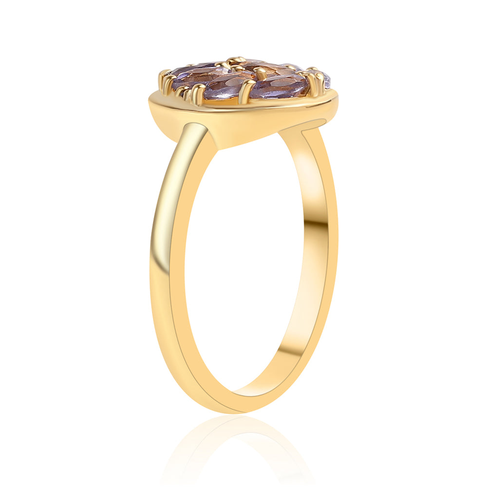 Pozlacený 925 / 1000 Sterlingové Stříbro Prsten s Iolitem