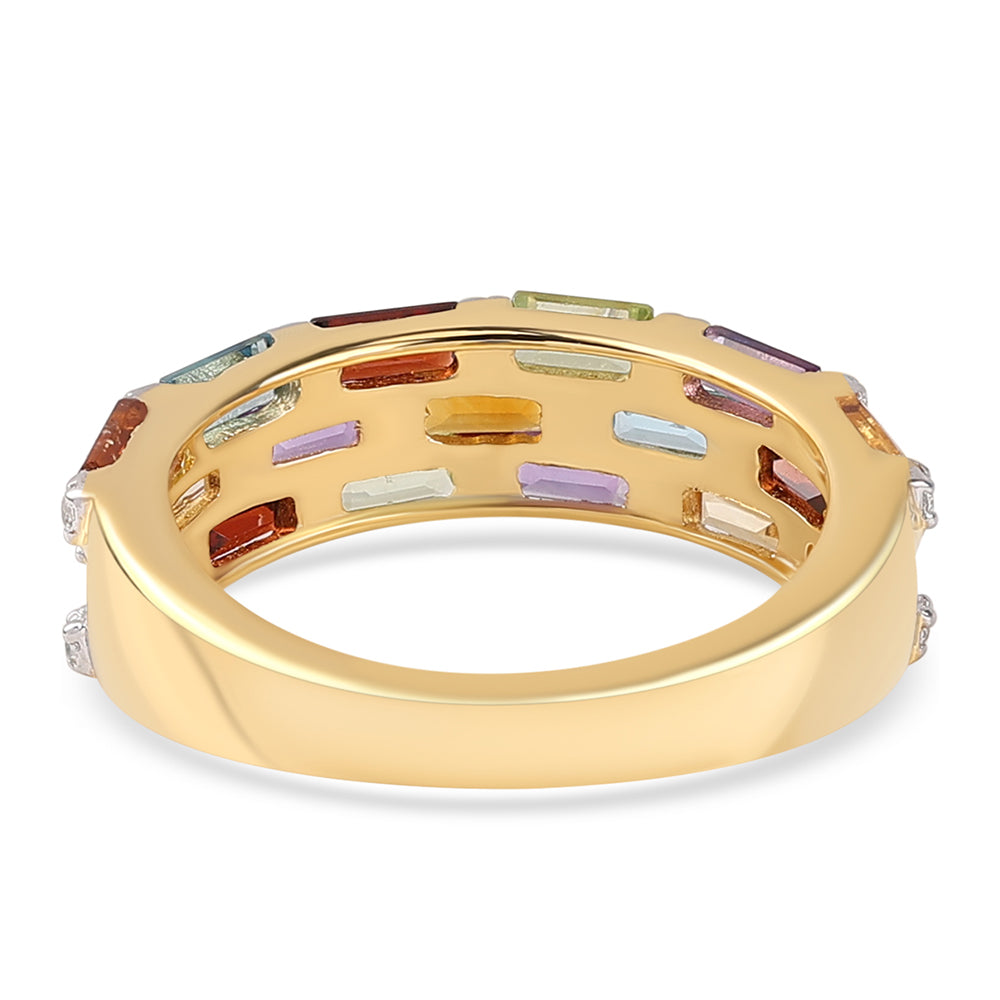 Pozlacené Stříbro 925/1000 - Prsten s Africkým Ametystem a Citrínem - Karátové číslo: 2.4. přibližná hmotnost: 3.7 gramů 2 