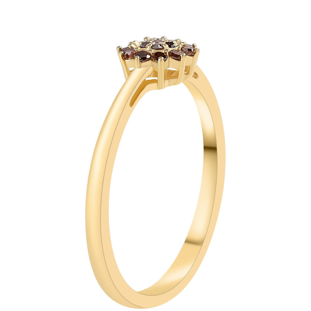 Pozlacený 925 / 1000 Sterlingové Stříbro Prsten s Červeným Diamantem