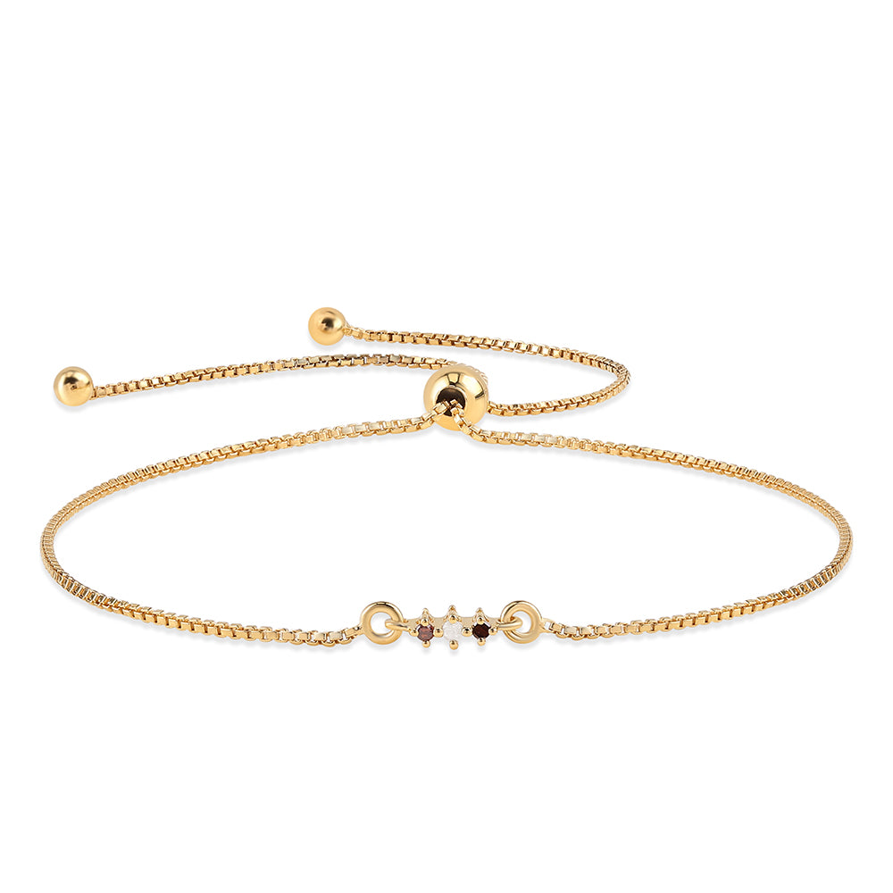 Pozlacené Stříbro 925/1000 - Náramek s Červeným Diamantem a Bílým Diamantem - Karátové číslo: 0.04. přibližná hmotnost: 1.7 gramů 1 