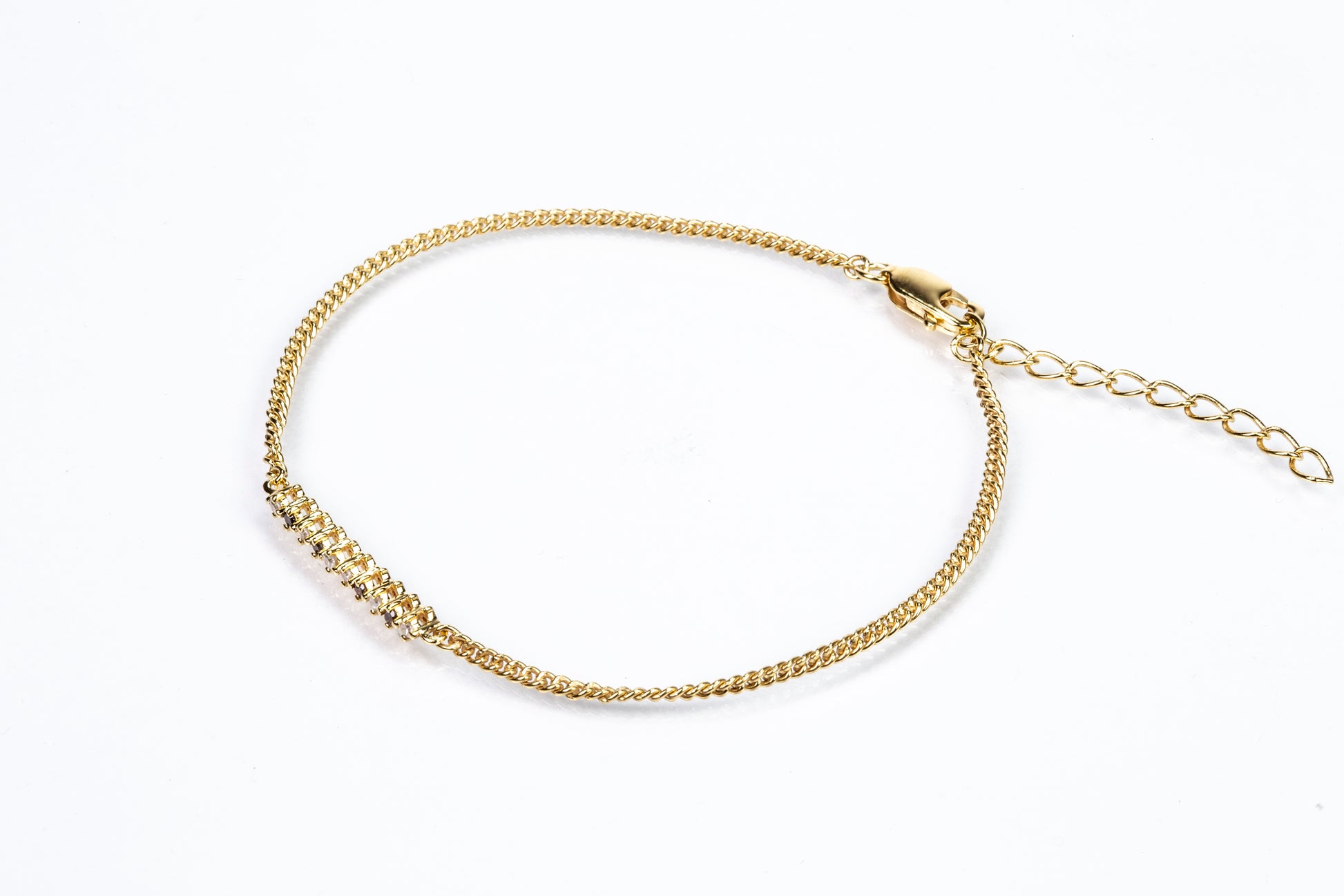 Pozlacené Stříbro 925/1000 - Náramek s Červeným Diamantem a Bílým Diamantem - Karátové číslo: 0.13. přibližná hmotnost: 2.33 gramů 4 