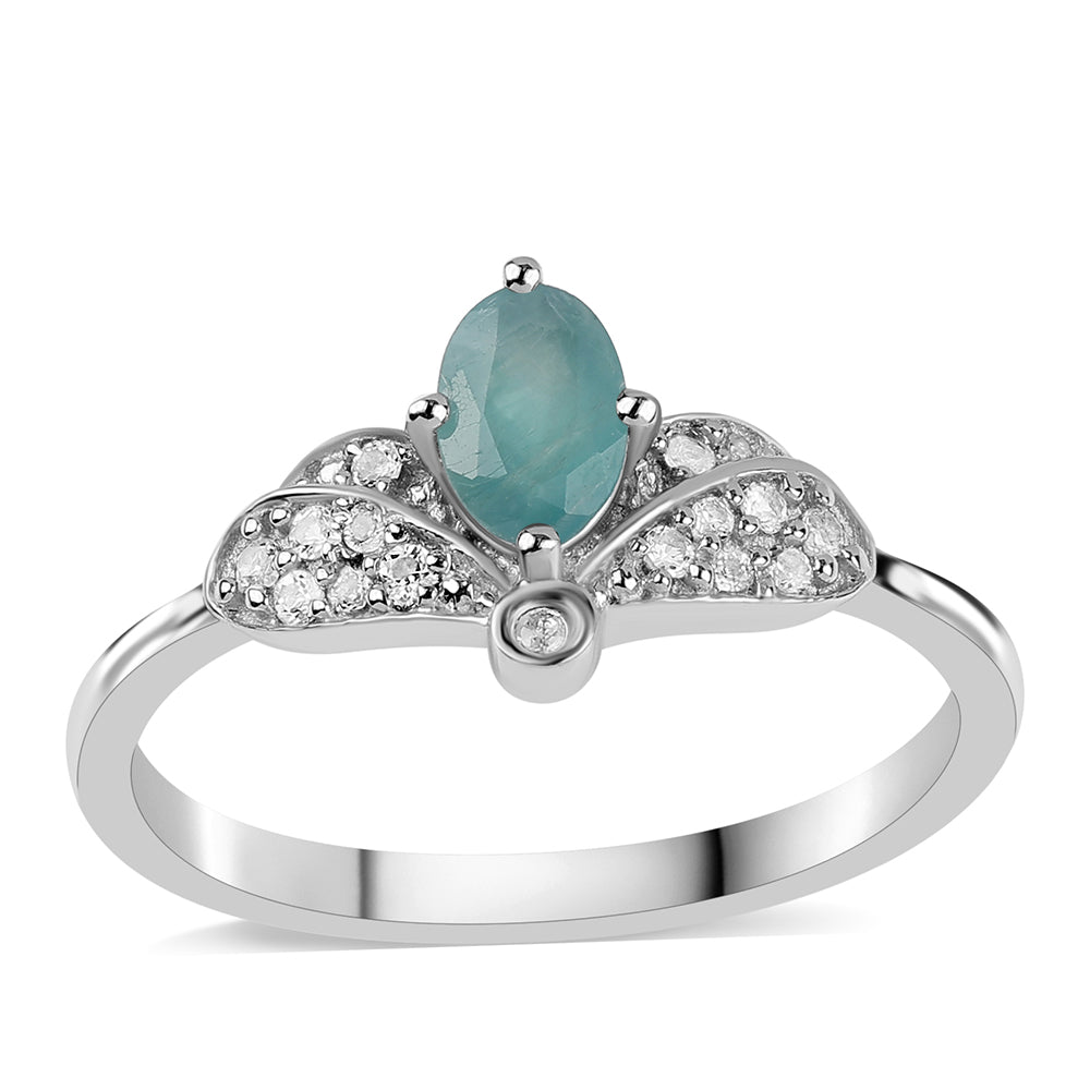 925 / 1000 Sterlingové Stříbro Prsten s Grandidieritem a Bílým Topazem