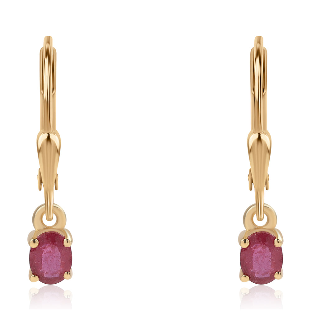 Pozlacené 925 / 1000 Sterlingové Stříbro Náušnice s Mozambickým Rubínem 2 